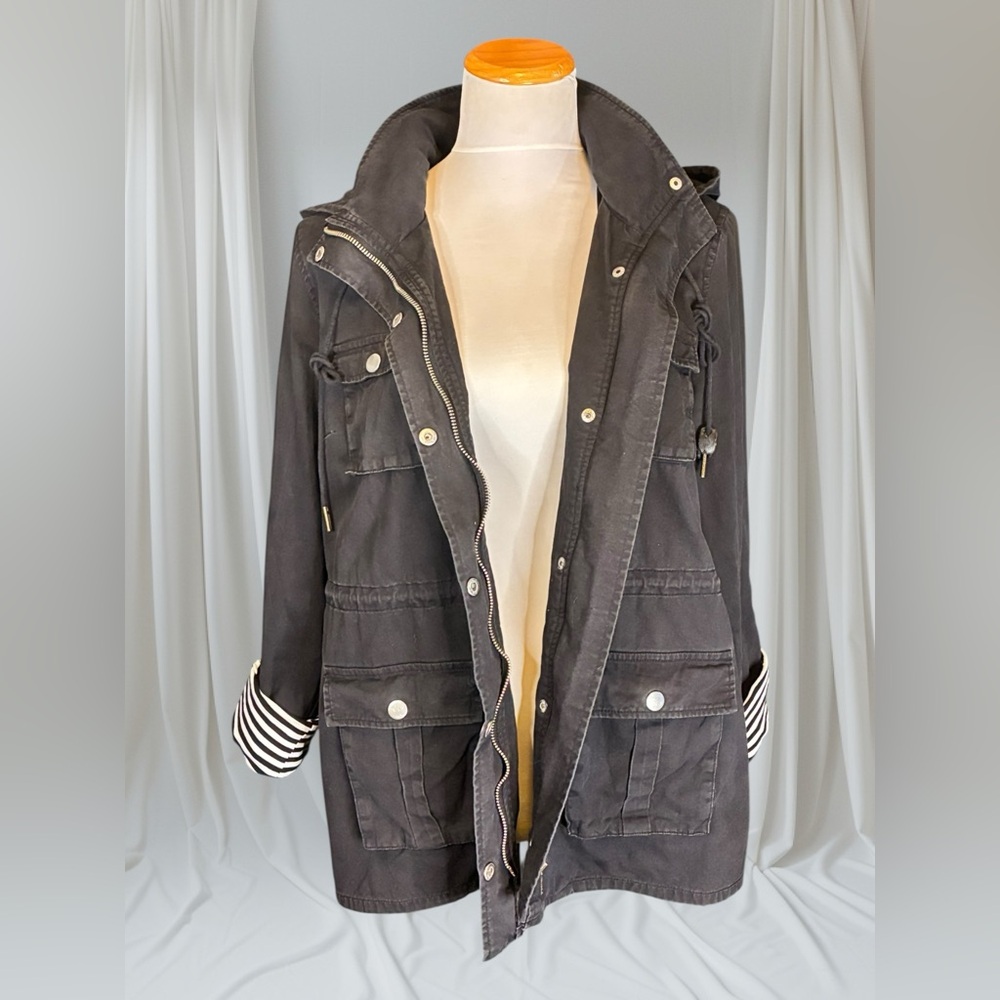 Market & Spruce Charcoal Utility Jacket with Striped Accents - Picture 2 of 7